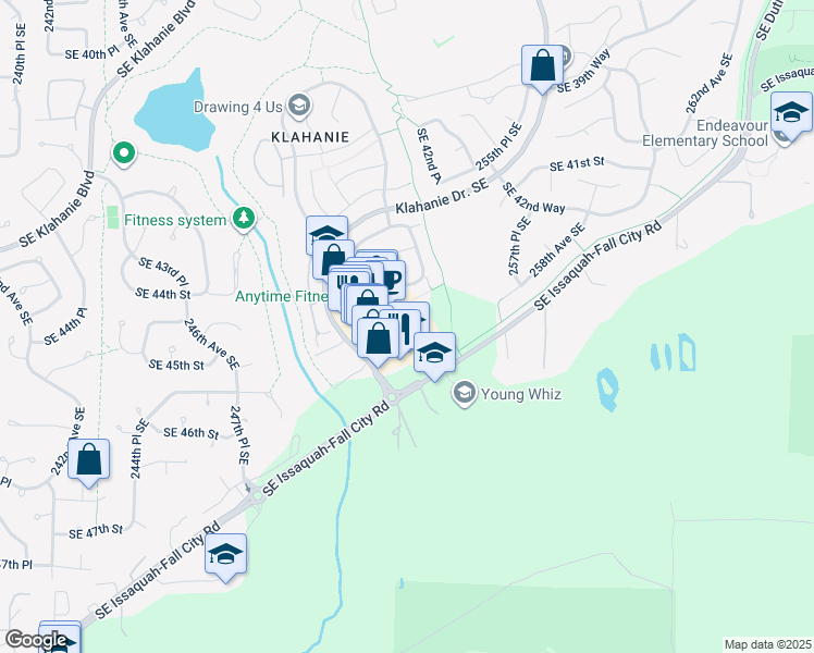 map of restaurants, bars, coffee shops, grocery stores, and more near 4570 Klahanie Drive Southeast in Issaquah