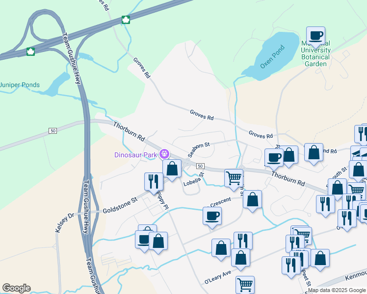 map of restaurants, bars, coffee shops, grocery stores, and more near 5 Maclaren Place in St. John's