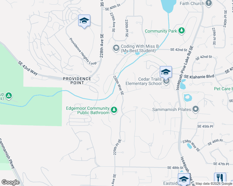map of restaurants, bars, coffee shops, grocery stores, and more near 4367 230th Way Southeast in Sammamish