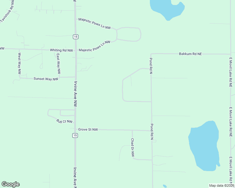 map of restaurants, bars, coffee shops, grocery stores, and more near 10115 Beverly Drive Northwest in Bemidji