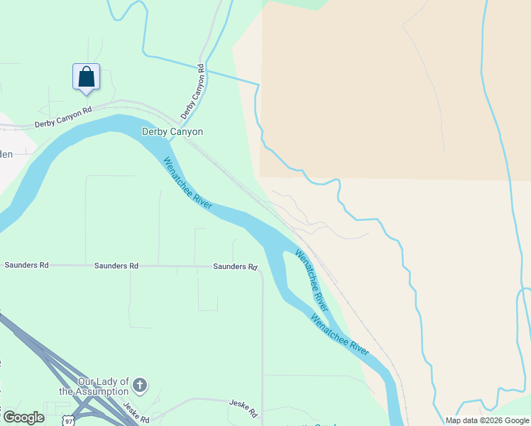 map of restaurants, bars, coffee shops, grocery stores, and more near 9291 Pakascwa Road in Peshastin