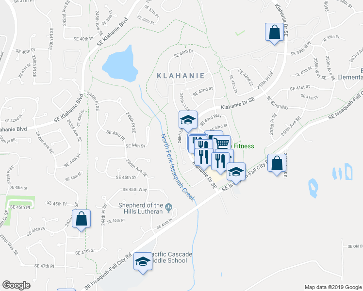 map of restaurants, bars, coffee shops, grocery stores, and more near 4450 248th Lane Southeast in Issaquah