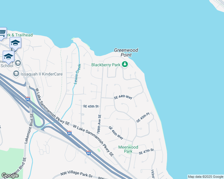 map of restaurants, bars, coffee shops, grocery stores, and more near 4340 189th Avenue Southeast in Issaquah