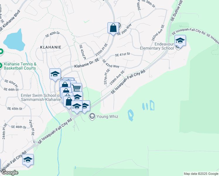 map of restaurants, bars, coffee shops, grocery stores, and more near 4274 258th Avenue Southeast in Issaquah