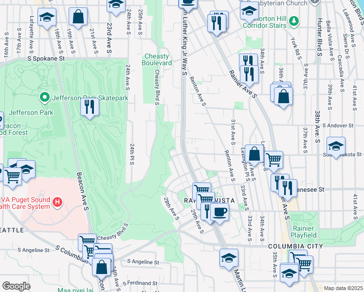 map of restaurants, bars, coffee shops, grocery stores, and more near in Seattle