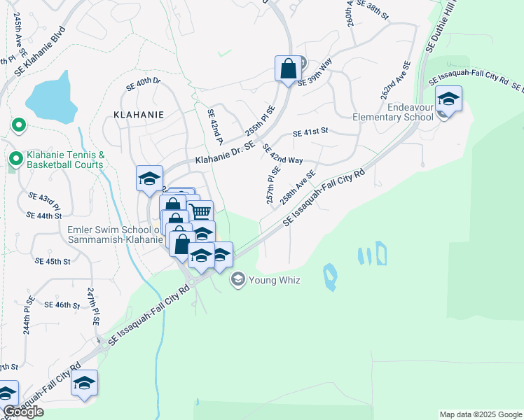 map of restaurants, bars, coffee shops, grocery stores, and more near 4295 258th Avenue Southeast in Issaquah