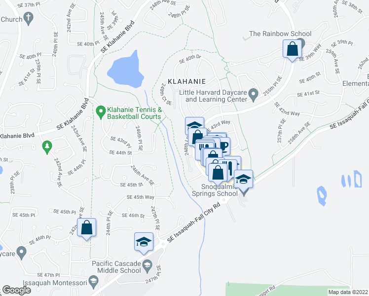 map of restaurants, bars, coffee shops, grocery stores, and more near 4493 248th Lane Southeast in Issaquah