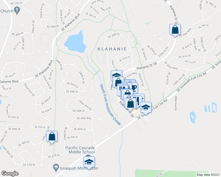 map of restaurants, bars, coffee shops, grocery stores, and more near 4450 248th Lane Southeast in Issaquah