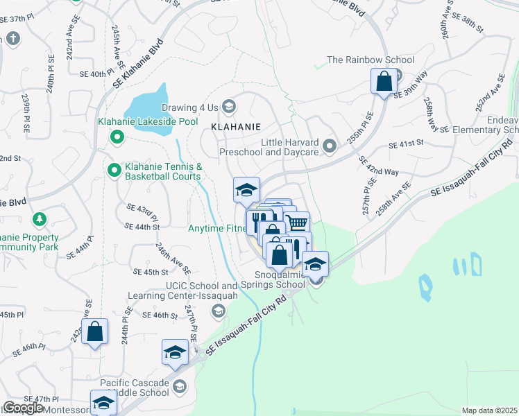 map of restaurants, bars, coffee shops, grocery stores, and more near 4421 249th Terrace Southeast in Issaquah