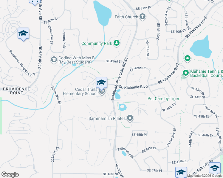 map of restaurants, bars, coffee shops, grocery stores, and more near 4331 Issaquah-Pine Lake Road Southeast in Sammamish