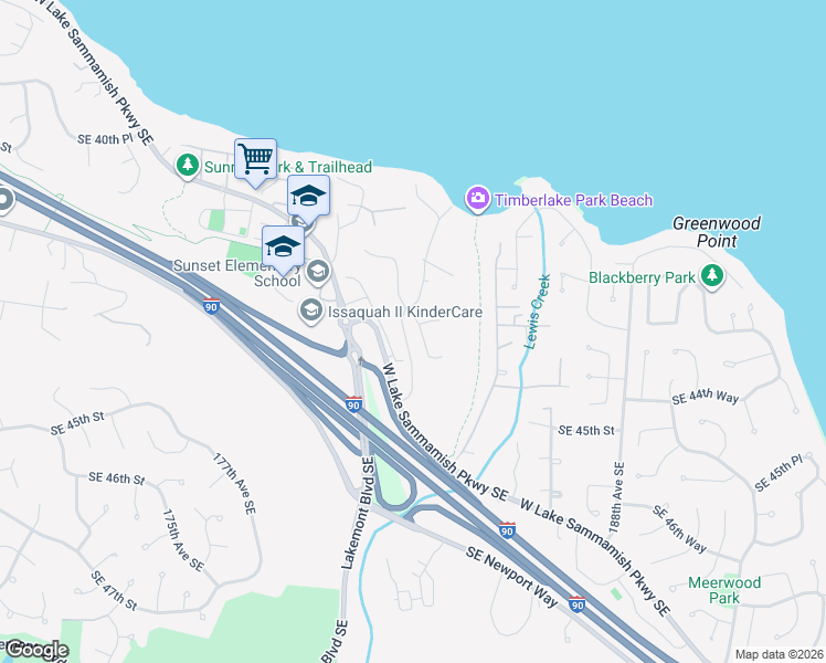 map of restaurants, bars, coffee shops, grocery stores, and more near 4304 182nd Place Southeast in Issaquah