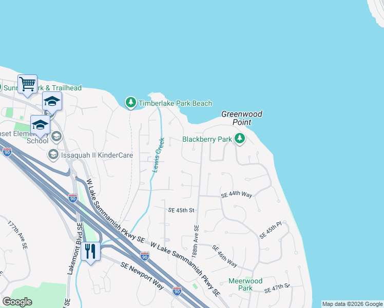 map of restaurants, bars, coffee shops, grocery stores, and more near 4225 187th Place Southeast in Issaquah