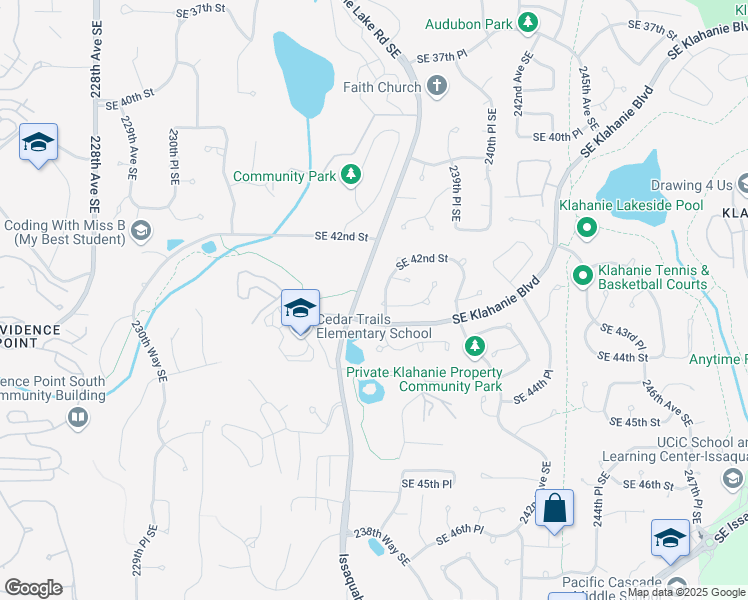 map of restaurants, bars, coffee shops, grocery stores, and more near 4251 239th Place Southeast in Issaquah