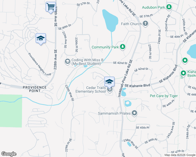 map of restaurants, bars, coffee shops, grocery stores, and more near 4325 Issaquah-Pine Lake Road Southeast in Sammamish