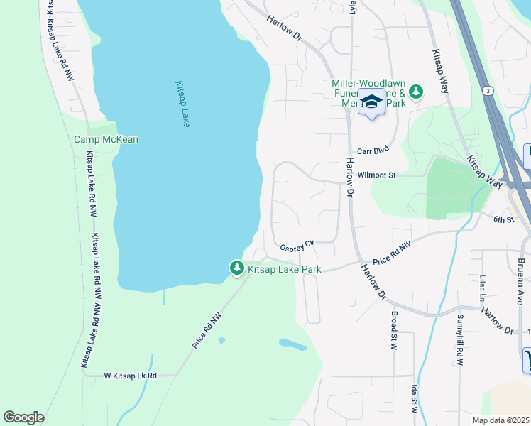 map of restaurants, bars, coffee shops, grocery stores, and more near 6066 Osprey Circle in Bremerton