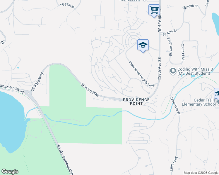 map of restaurants, bars, coffee shops, grocery stores, and more near 4253 Providence Point Drive Southeast in Issaquah