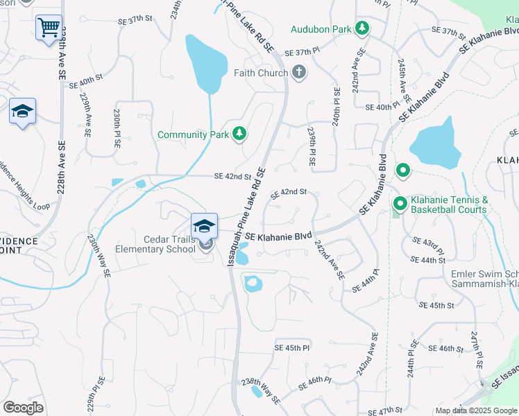 map of restaurants, bars, coffee shops, grocery stores, and more near 4233 239th Place Southeast in Issaquah