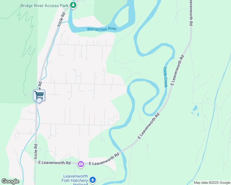 map of restaurants, bars, coffee shops, grocery stores, and more near 12503 Shore Street in Leavenworth