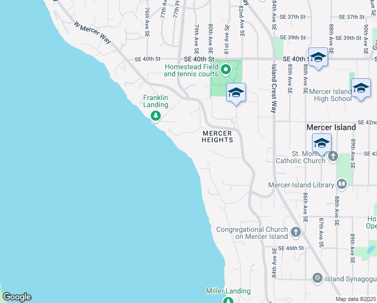 map of restaurants, bars, coffee shops, grocery stores, and more near 18 Holly Lane in Mercer Island