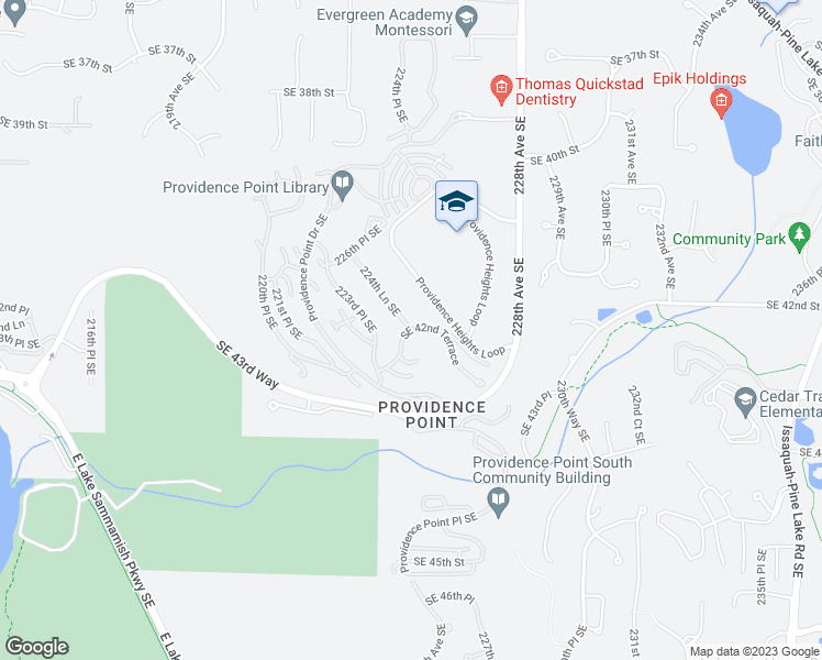 map of restaurants, bars, coffee shops, grocery stores, and more near 22471 Southeast 42nd Terrace in Issaquah