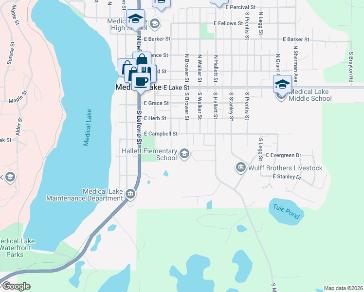 map of restaurants, bars, coffee shops, grocery stores, and more near 423 South Washington Street in Spokane