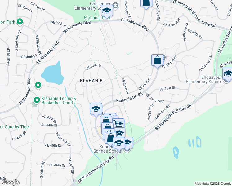 map of restaurants, bars, coffee shops, grocery stores, and more near 25218 Southeast 42nd Drive in Issaquah