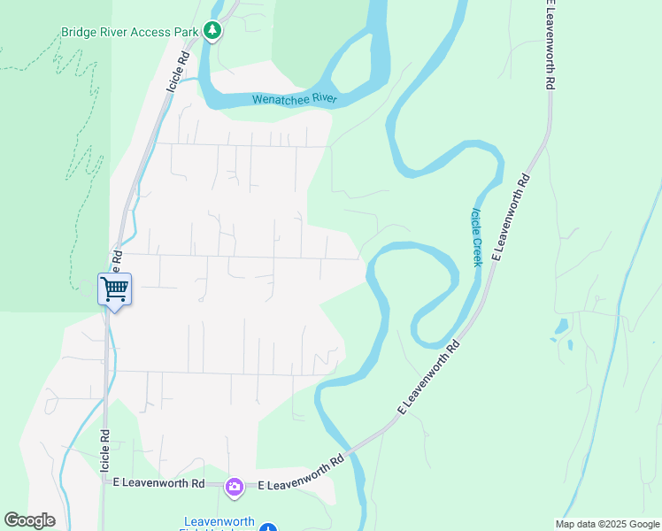 map of restaurants, bars, coffee shops, grocery stores, and more near 12503 Shore Street in Leavenworth