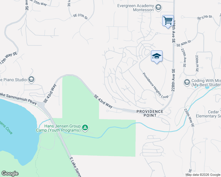 map of restaurants, bars, coffee shops, grocery stores, and more near 4131 221st Place Southeast in Issaquah