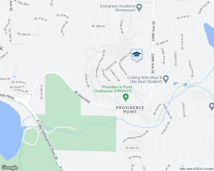 map of restaurants, bars, coffee shops, grocery stores, and more near 22215 Southeast 42nd Lane in Issaquah