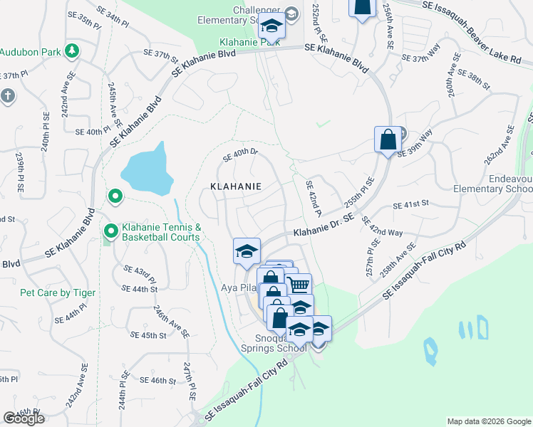 map of restaurants, bars, coffee shops, grocery stores, and more near 25041 Southeast 42nd Street in Issaquah