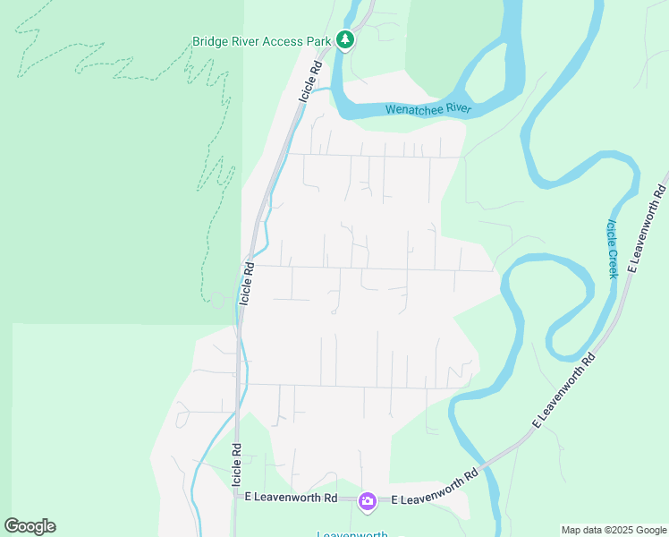 map of restaurants, bars, coffee shops, grocery stores, and more near 12515 Shore Street in Leavenworth