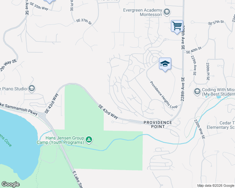 map of restaurants, bars, coffee shops, grocery stores, and more near 4131 221st Place Southeast in Issaquah