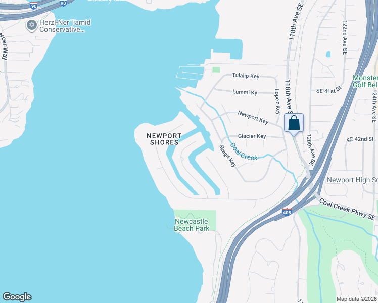 map of restaurants, bars, coffee shops, grocery stores, and more near 21 Crescent Key in Bellevue