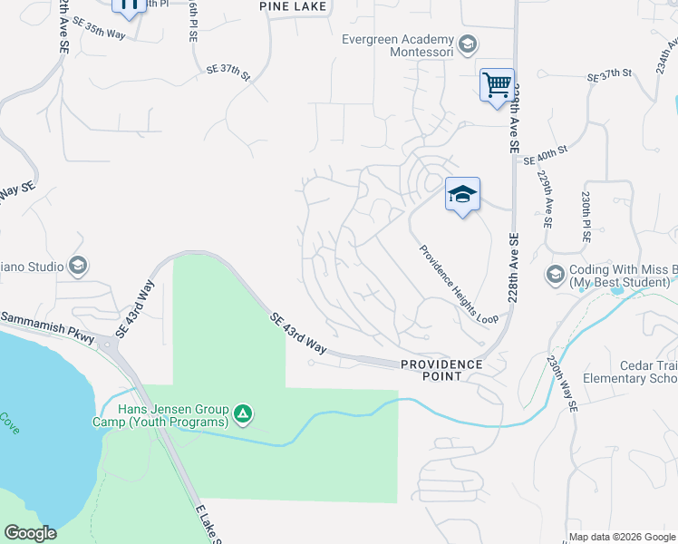 map of restaurants, bars, coffee shops, grocery stores, and more near 22215 Southeast 42nd Lane in Issaquah