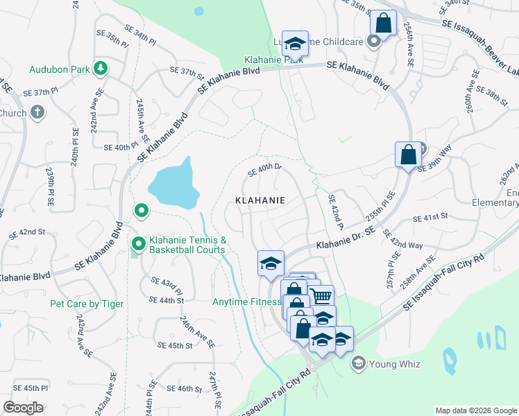 map of restaurants, bars, coffee shops, grocery stores, and more near 24916 Southeast 41st Drive in Issaquah