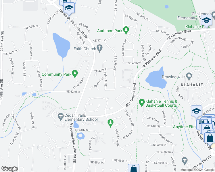 map of restaurants, bars, coffee shops, grocery stores, and more near 4128 239th Place Southeast in Issaquah