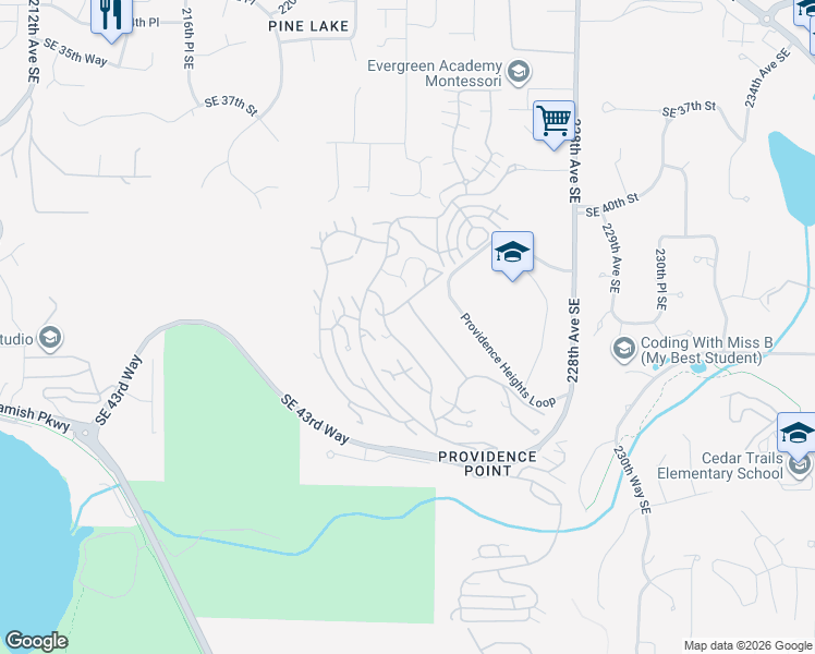 map of restaurants, bars, coffee shops, grocery stores, and more near 4081 224th Lane Southeast in Issaquah