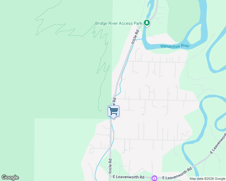 map of restaurants, bars, coffee shops, grocery stores, and more near 8480 Icicle Road in Leavenworth
