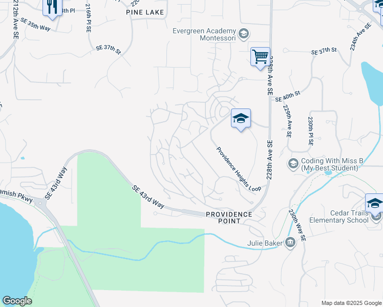 map of restaurants, bars, coffee shops, grocery stores, and more near 4113 223rd Place Southeast in Issaquah