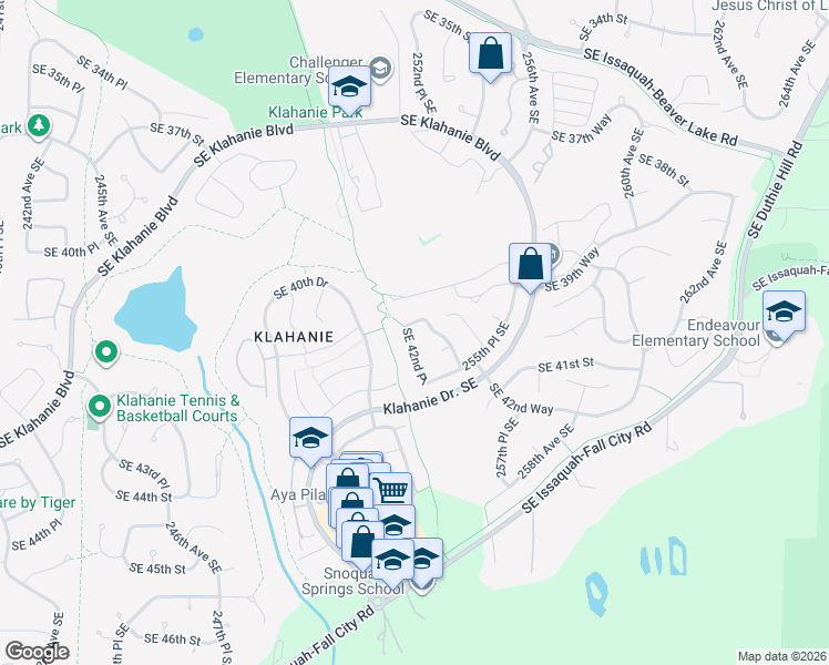 map of restaurants, bars, coffee shops, grocery stores, and more near 25408 Southeast 42nd Place in Issaquah