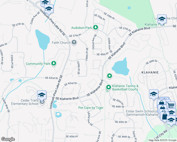 map of restaurants, bars, coffee shops, grocery stores, and more near 4059 240th Place Southeast in Issaquah