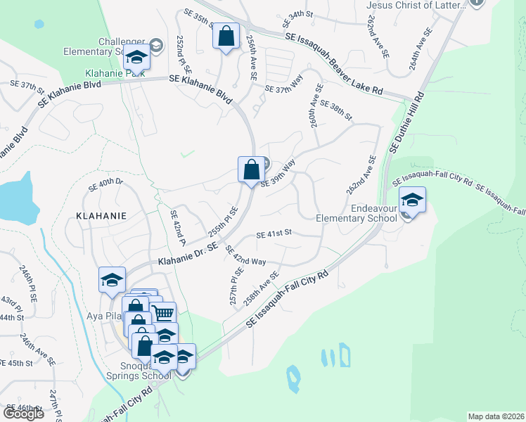 map of restaurants, bars, coffee shops, grocery stores, and more near 25724 Southeast 40th Street in Issaquah