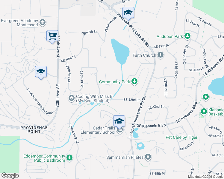 map of restaurants, bars, coffee shops, grocery stores, and more near 23354 Southeast 41st Court in Sammamish