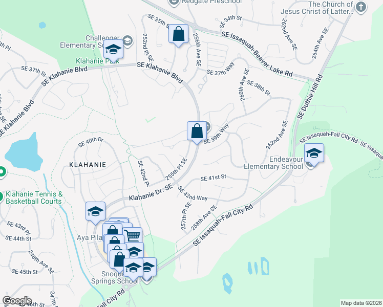 map of restaurants, bars, coffee shops, grocery stores, and more near 25712 Southeast 40th Street in Issaquah