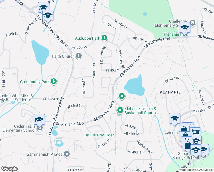 map of restaurants, bars, coffee shops, grocery stores, and more near 4123 244th Lane Southeast in Issaquah