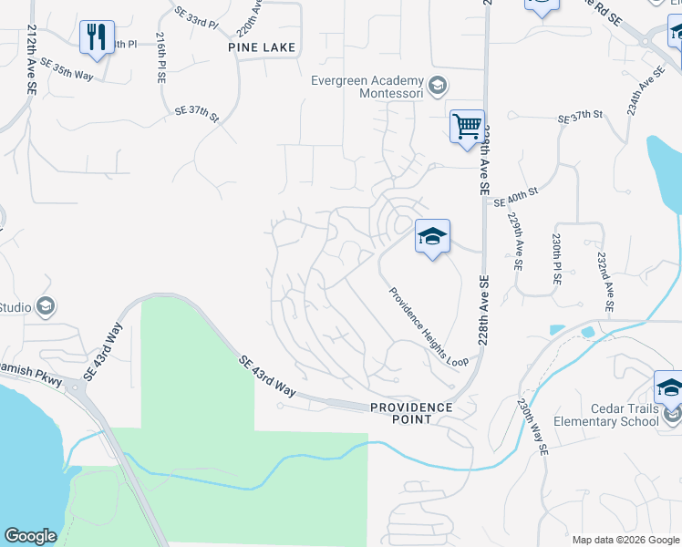 map of restaurants, bars, coffee shops, grocery stores, and more near 3941 226th Place Southeast in Issaquah