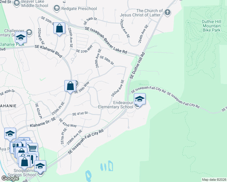 map of restaurants, bars, coffee shops, grocery stores, and more near 25967 Southeast 39th Place in Issaquah