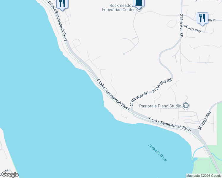 map of restaurants, bars, coffee shops, grocery stores, and more near 4130 205th Avenue Southeast in Sammamish