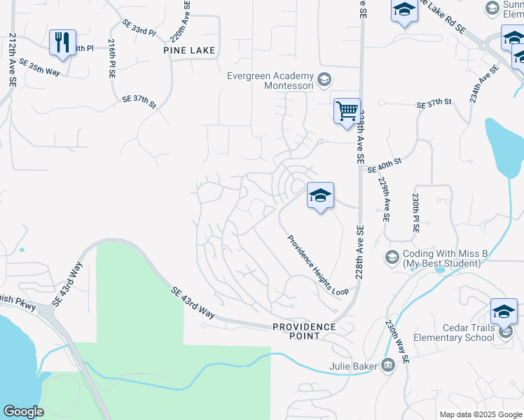 map of restaurants, bars, coffee shops, grocery stores, and more near 22435 Southeast Highland Lane in Issaquah