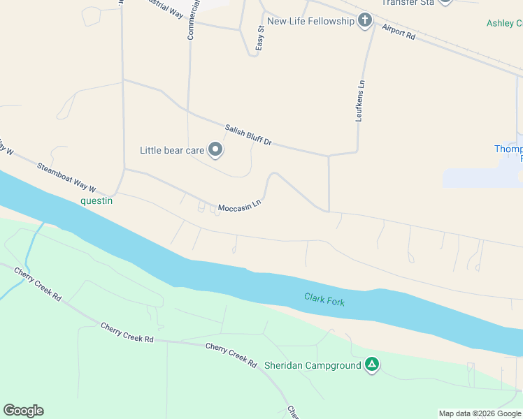map of restaurants, bars, coffee shops, grocery stores, and more near 39 Steam Boat Way East in Thompson Falls